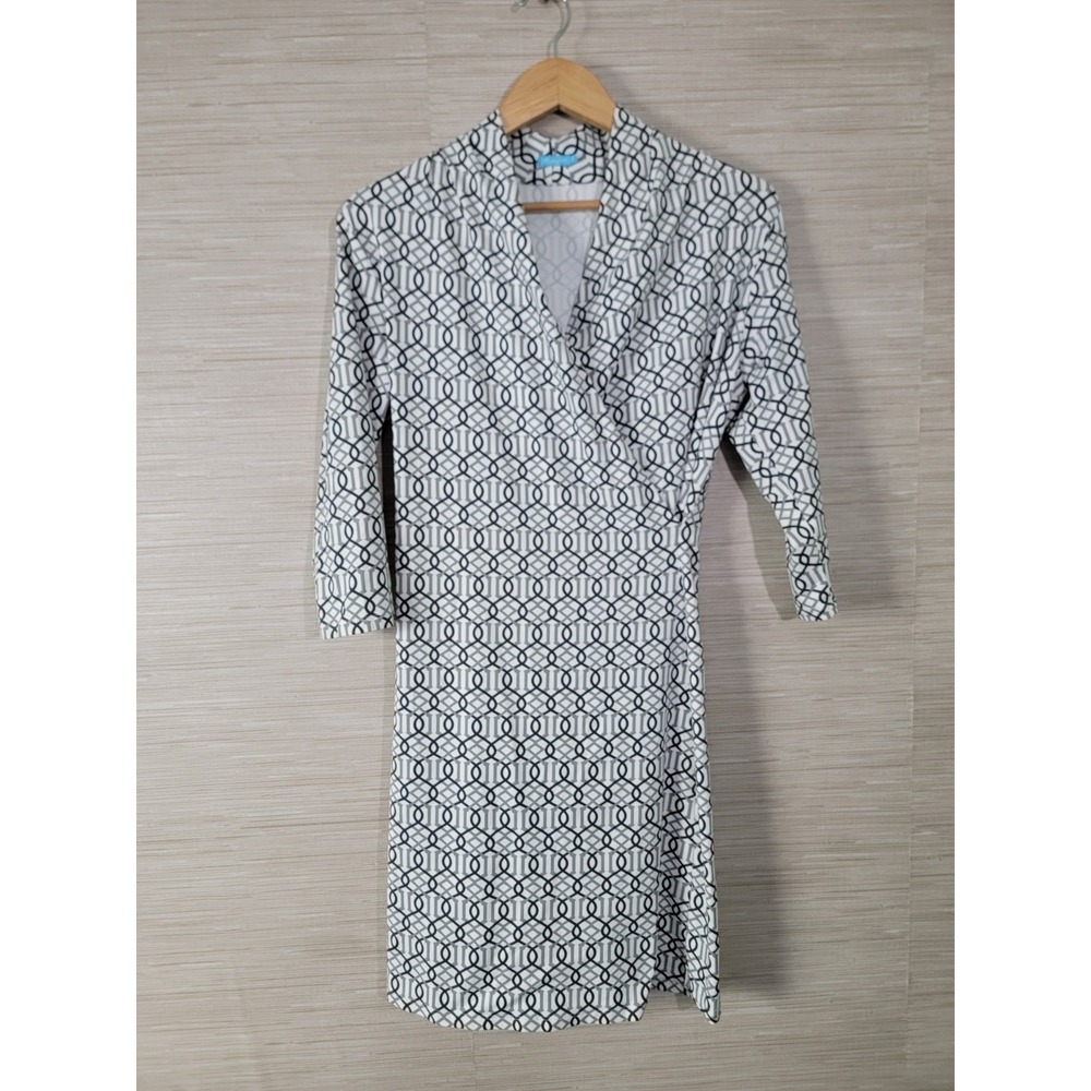 J.McLaughlin Catalina Cloth Wrap Dress Womens M Multi Geometric‎ Print Stretch